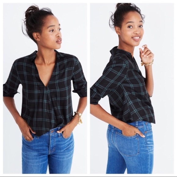 Madewell Tops - Madewell Women's Plaid Shirt | Faux Wrap | Cozy Casual | Relaxed Fit | Size XS